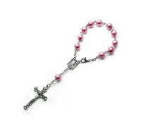 Chapelet de baptême religieux de 8 mm avec 11 perles de prière en forme de croix - Chapelet de baptême pour homme et femme - Chapelet catholique imitation perles pour baptême, communion, mariage, fête