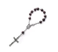 Chapelet de baptême religieux de 8 mm avec 11 perles de prière en forme de croix - Chapelet de baptême pour homme et femme - Chapelet catholique imitation perles pour baptême, communion, mariage, fête