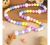 Chapelet de bébé en silicone avec croix, cadeau de baptême, chapelet de dentition pour garçon, fille, enfants, mon premier chapelet catholique, cadeaux religieux, décorations de fête chrétienne