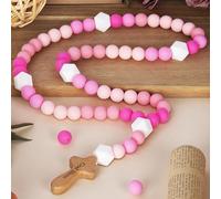 Chapelet de bébé en silicone avec croix, cadeau de baptême, chapelet de dentition pour garçon, fille, enfants, mon premier chapelet catholique, cadeaux religieux, décorations de fête chrétienne