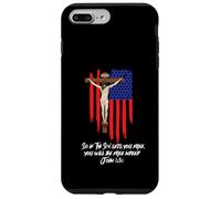 Chapelet de Jésus Crucifix Drapeau Américain Patriotique Coque pour iPhone 7 Plus/8 Plus