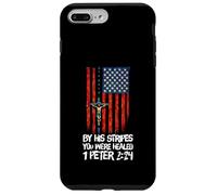 Chapelet de Jésus Crucifix Drapeau Américain Patriotique Coque pour iPhone 7 Plus/8 Plus