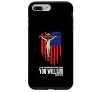 Chapelet de Jésus Crucifix Drapeau Américain Patriotique Coque pour iPhone 7 Plus/8 Plus