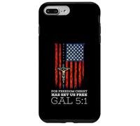 Chapelet de Jésus Crucifix Drapeau Américain Patriotique Coque pour iPhone 7 Plus/8 Plus