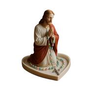 Chapelet de la Vierge Marie - Support de prière en résine sculptée à la main de 13 cm, base en forme de cœur pour un rangement sans enchevêtrement, décoration d'autel pour maison catholique et cadeau