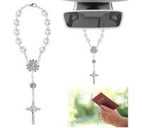 Chapelet de voiture - Saint Christophe - Argent - 19,5 cm - Pendentif rétroviseur - 1 pièce