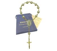 Chapelet de voyage à une dizaine, fait main et béni en Terre Sainte, chapelet à une dizaine avec médaille et crucifix, pochette cadeau et certificat d'authenticité