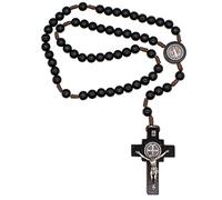 Chapelet d'intercession en bois de Saint Benoît | Comprend une pochette en toile | Saint patron des étudiants et de l'Europe | Excellent cadeau catholique pour confirmation et remise de diplôme, Bois, Pas de gemme