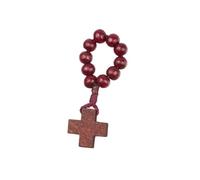 Chapelet en bois de pin naturel avec symbole crucifix pour cadeaux d'anniversaire, vacances, perles de prière catholiques, One Size, Comme décrit