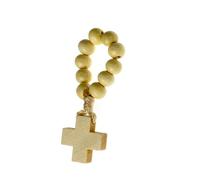 Chapelet en bois de pin naturel avec symbole crucifix pour cadeaux d'anniversaire, vacances, perles de prière catholiques, One Size, Comme décrit