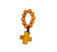 Chapelet en bois de pin naturel avec symbole crucifix pour cadeaux d'anniversaire, vacances, perles de prière catholiques, One Size, Comme décrit