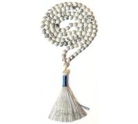 Chapelet en cristal de guérison gemaltique 8 mm Jap Mala 108 perles fait à la main pour prières hindoues et chrétiennes (Howlite)