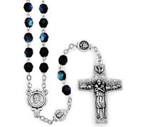 Chapelet en cristal noir avec la croix originale du Pape Francis par Vedele