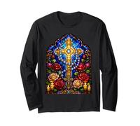 Chapelet en Forme de Croix catholique ornée, œuvre d'art en mosaïque sacrée Manche Longue