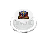 Chapelet en Forme de Croix catholique ornée, œuvre d'art en mosaïque sacrée PopSockets PopGrip pour MagSafe