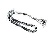 Chapelet en verre craquelé avec 33 perles de prière musulmanes Tasbih avec pendentif à franges pour le culte quotidien