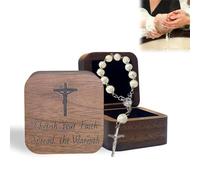 Chapelet et boîte à souvenirs, chapelet de bébé, cadeau de baptême pour fille ou garçon, cadeau de première communion catholique, chapelet de bébé en bois de noyer, cadeau souvenir pour Noël