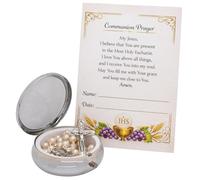 Chapelet et chapelet de première communion | Comprend une carte de prière commémorative de la première eucharistie | Excellent cadeau catholique (argenté)
