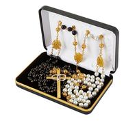 Chapelet Lasso pour cérémonie de mariage avec étui, crucifix doré et médailles avec perles noires et ivoire, traditionnel catholique Mariage Lazo Corde Unity pour couple, croix 4,25 pouces