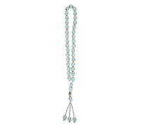 Chapelet Musulman en Résine, orné de Gravures, Design élégant, 7 Couleurs, Unisexe, Surface Lisse, Prise en Main Confortable, Longueur 35 Cm, Diamètre des Perles 12 Mm (Lac Bleu)