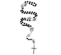 Chapelet Notre-Dame de Lourdes avec perles noires | Prière de dévotion catholique mariale | Excellent cadeau religieux pour première communion et confirmation, Métal, Sans pierre précieuse