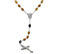 Chapelet Perles Bois d'olivier Hématite Notre Père Perles Centre Lourdes, 5(mm), Bois d'olivier