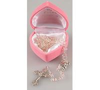Chapelet Pour Enfants Filles Mon Premier Chapelet Verre Rose Petites Billes + Fabuleuse Boite Cadeau Première Communion