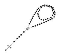 Chapelet pour homme avec pendentif croix Jésus main de prière 8 mm Noir