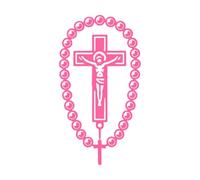 chapelet religieux avec croix graphique Stickers artistiques en vinyle 34x62.3cm Stickers pour vitres Rose