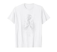 Chapelet Sainte Mère Marie Symbole de Prière Catholique T-Shirt Graphique avec Valeur, Homme, Blanc, L