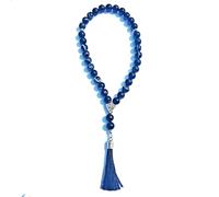 Chapelet Tasbeeh en pierre naturelle de qualité supérieure de 10 mm - Agate véritable et turquoise blanche pour la prière - 33 perles de Tasbih pour la méditation et le Zikr - Symbole d'équilibre, de