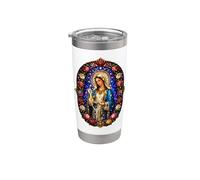 Chapelet Vierge Marie Roses Cathédrale Sacrée Icône Art Gobelet isotherme en acier inoxydable double paroi