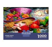 Chapelier Fou, Fleur 1000 Pièces Puzzle Classique Ambiance onirique surréaliste Pack Puzzle Carton Premium - Hit chez Les Seniors Fans, Cadeau Maison Neuve, Fun pour Indoor Et Parties 52x38cm/1000pcs