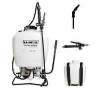 Chapin 60114 Made in USA 4-Gallon Backpack Sprayer with 3-Stage Filtration System Pump Pressured Sprayer, for Spraying Plants, Garden Watering, Lawns, Weeds and Pests, Translucent White