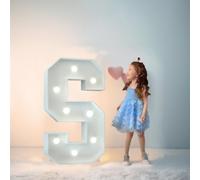 Chapiteau De Décoration De Mariage Avec Lettres Lumineuses, Mosaïque Géante, Chiffres Lumineux LED For 1er Et 18e Anniversaire, Décoration De Fond De Fête(Letter S,120cm/4FT)