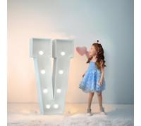 Chapiteau De Décoration De Mariage Avec Lettres Lumineuses, Mosaïque Géante, Chiffres Lumineux LED For 1er Et 18e Anniversaire, Décoration De Fond De Fête(Letter V,120cm/4FT)