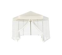 Chapiteau hexagonal et 6 parois latérales 3,6x3,1 m Blanc crème