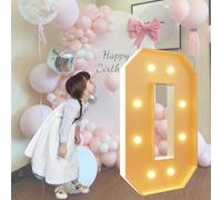 Chapiteau lumineux à DEL de 120 cm - Chiffres 0 - Cadre prédécoupé - Lettres lumineuses pour la maternelle, le lycée