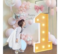Chapiteau lumineux à LED 120 cm - Chiffres 1 - Cadre prédécoupé - Lettres lumineuses géantes pour la maternelle, le lycée