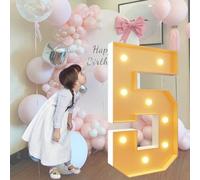 Chapiteau lumineux à LED de 120 cm - Chiffres 5 - Cadre prédécoupé - Lettres lumineuses géantes pour la maternelle, le lycée