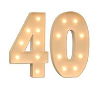 Chapiteau lumineux avec chiffres 40 pour décoration de fête d'anniversaire, lumière chaude, cadre en mousse prédécoupé, pour mariages, anniversaires de bébé, 120 cm