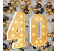 Chapiteau lumineux de 7,9 m - Chiffres 40 pour décoration de fête d'anniversaire de 40 ans - Grand bloc lumineux en mosaïque - Panneau en mousse prédécoupé pour mariage, anniversaire de bébé