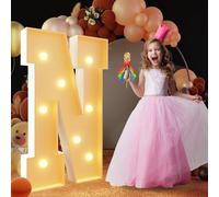 Chapiteau lumineux lettres KT conseil cadre mosaïque géant Kit de bricolage décor de fête d'anniversaire, toile de fond de mariage décoration d'anniversaire panneau de mousse(Letter N,70cm/2.3FT)