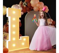 Chapiteau lumineux lettres KT conseil cadre mosaïque géant Kit de bricolage décor de fête d'anniversaire, toile de fond de mariage décoration d'anniversaire panneau de mousse(Letter L,70cm/2.3FT)