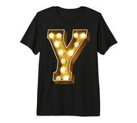 Chapiteau Y Ampoule éclairée avec initiales Style Alphabet T-Shirt Haut de Gamme