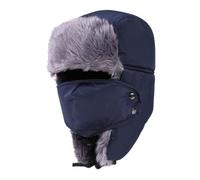 Chapka Chapeau d'hiver Unisexe Chapeau de Trappeur en Fausse Fourrure Ushanka Russe avec Cache-Oreilles et Masque, Chapeau de Chasser pour Ski, Plein Air (FR/ES, Alpha/Lettres, Taille Unique, Bleu)