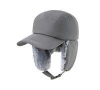 Chapka Chapeaux Hommes Hiver Trappeur Aviateur Trooper Oreillette Chaud Imperméable Chapeau De Ski Bomber Casquette Chaude Protections d'oreilles Grande Taille Chapeaux De Baseball 60-65 Cm Gris Fon