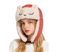 Chapka d'Hiver Femmes Filles Chapeau de Trappeur en Forme de Renard Mignon Chapeau d'Aviateur en Peluche avec Cache-Oreilles Chapeau de Chasse Russe Chaud Anti Vent pour Ski Cyclisme Alpinisme