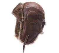 Chapka Hiver Unisex Hommes Hiver Bomber Chapeau avec Lunettes en Plein air Moto Coupe Fausse Fourrure Pilote oreillette Chapeau Cuir Thermique Chapeau Chaud d'hiver avec Cache-Oreilles (Co