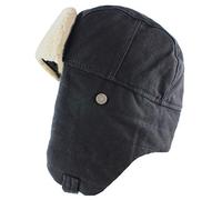 Chapka Homme Femmes Hiver Bomber Chapeaux Hommes Pilote Trooper Cap Russe Ushanka Earflap Snow Ski Cap-Noir